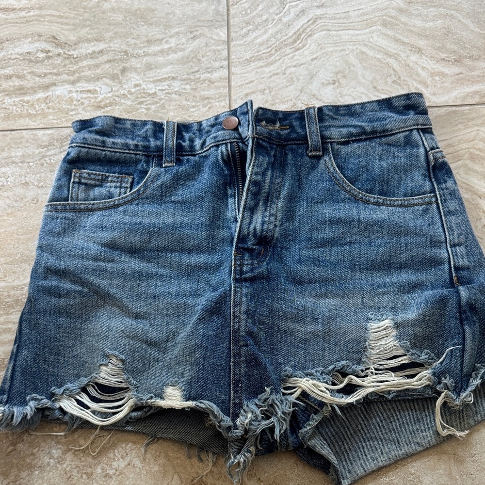 American Bazi Classic Distressed Blue Jean Skort